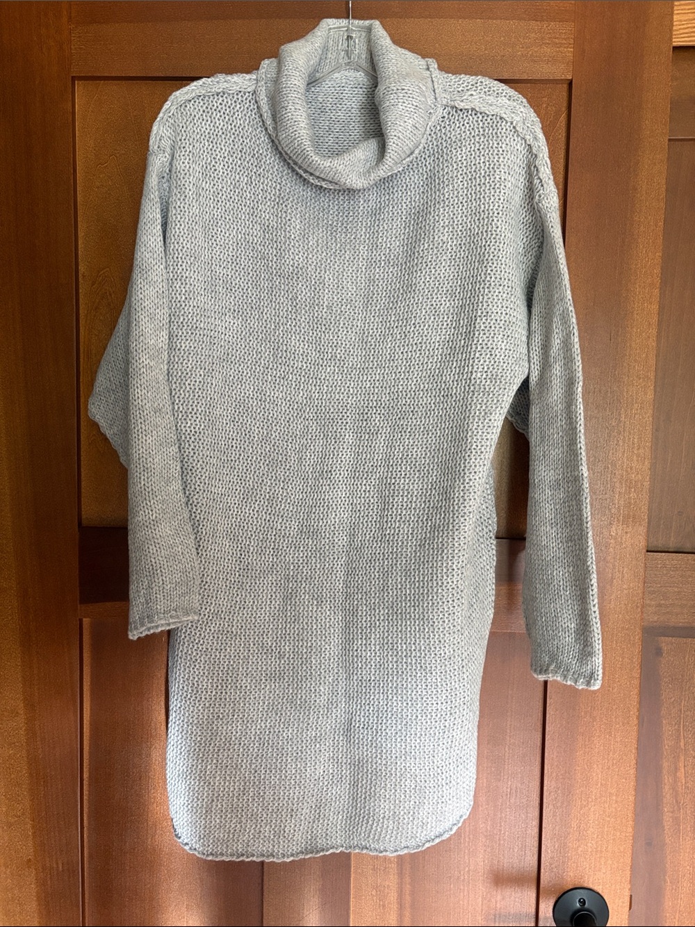 Cozy Women's Light Gray Turtleneck Sweater Dress